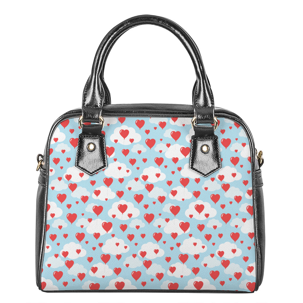 Red Heart Balloon Pattern Print Shoulder Handbag