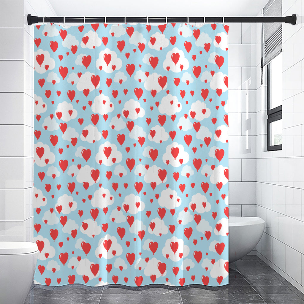 Red Heart Balloon Pattern Print Shower Curtain