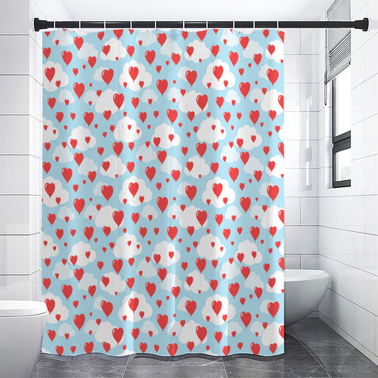 Red Heart Balloon Pattern Print Shower Curtain