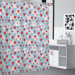 Red Heart Balloon Pattern Print Shower Curtain