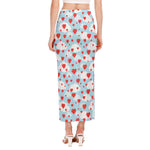 Red Heart Balloon Pattern Print Side Slit Maxi Skirt