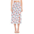 Red Heart Balloon Pattern Print Side Slit Midi Skirt