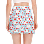 Red Heart Balloon Pattern Print Side Slit Mini Skirt