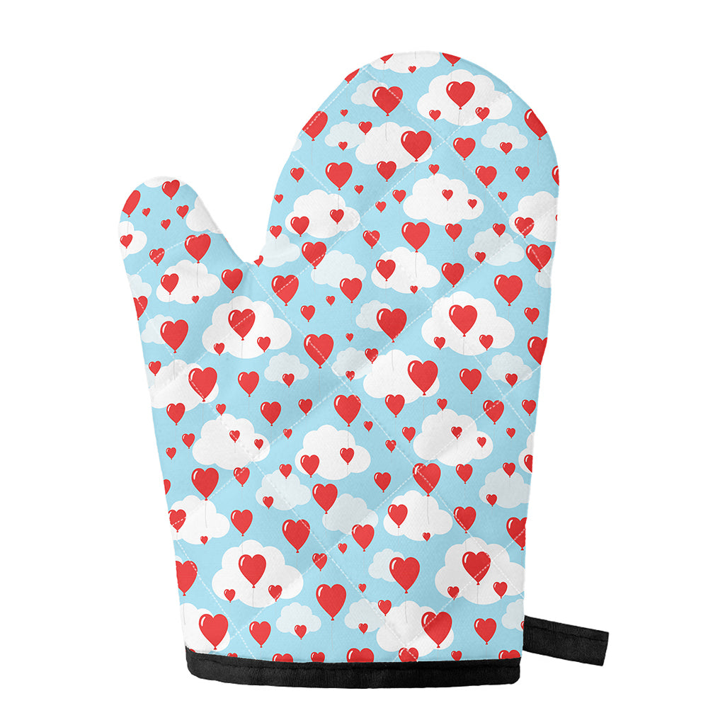 Red Heart Balloon Pattern Print Single Oven Mitt