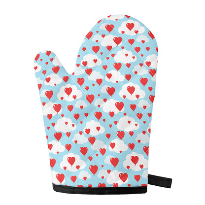 Red Heart Balloon Pattern Print Single Oven Mitt