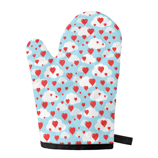 Red Heart Balloon Pattern Print Single Oven Mitt
