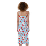 Red Heart Balloon Pattern Print Slim Fit Midi Cami Dress