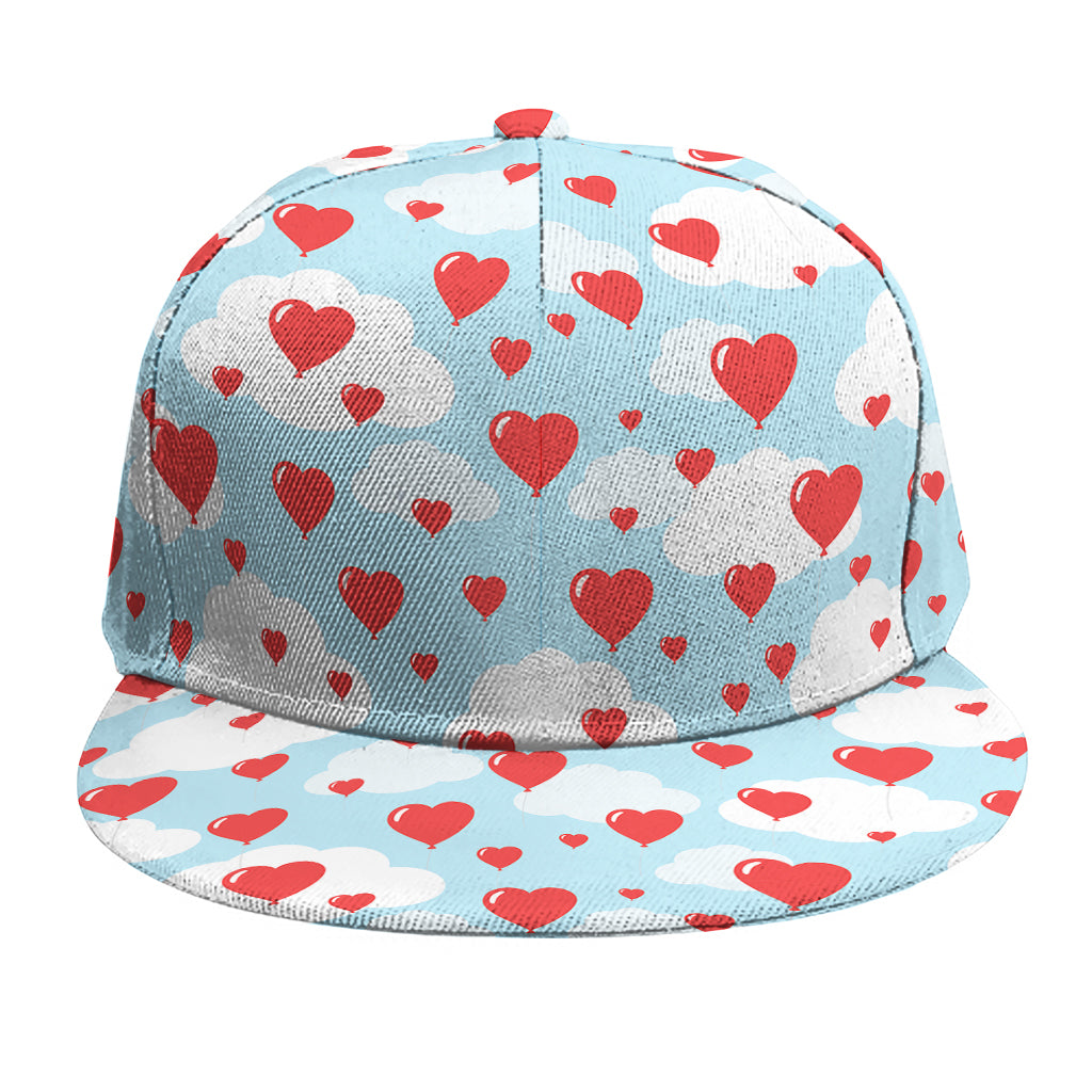 Red Heart Balloon Pattern Print Snapback Cap