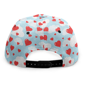 Red Heart Balloon Pattern Print Snapback Cap