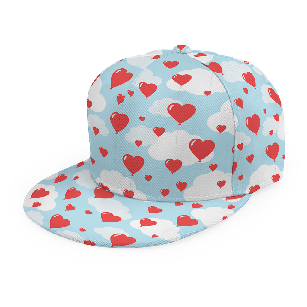 Red Heart Balloon Pattern Print Snapback Cap