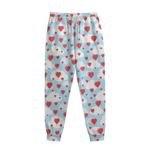 Red Heart Balloon Pattern Print Sweatpants