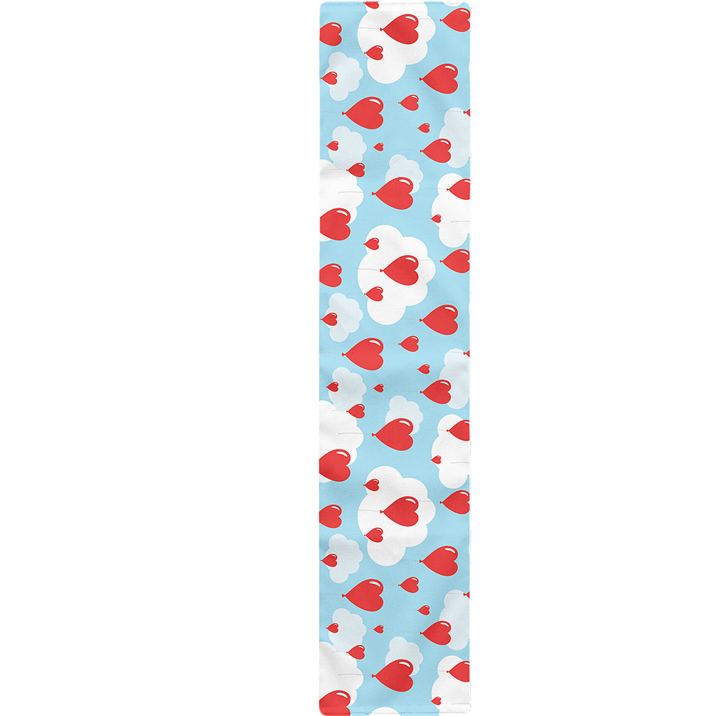 Red Heart Balloon Pattern Print Table Runner