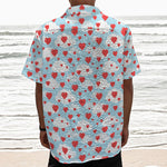 Red Heart Balloon Pattern Print Textured Short Sleeve Shirt