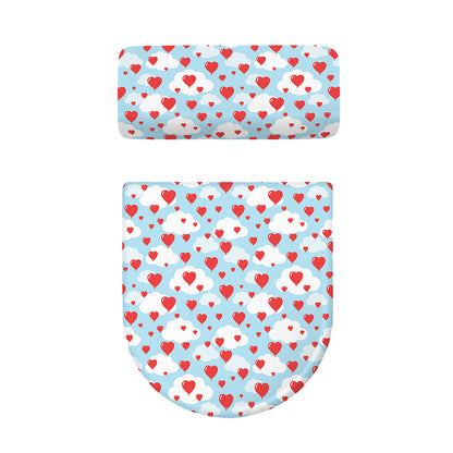 Red Heart Balloon Pattern Print Toilet Lid And Tank Cover Set