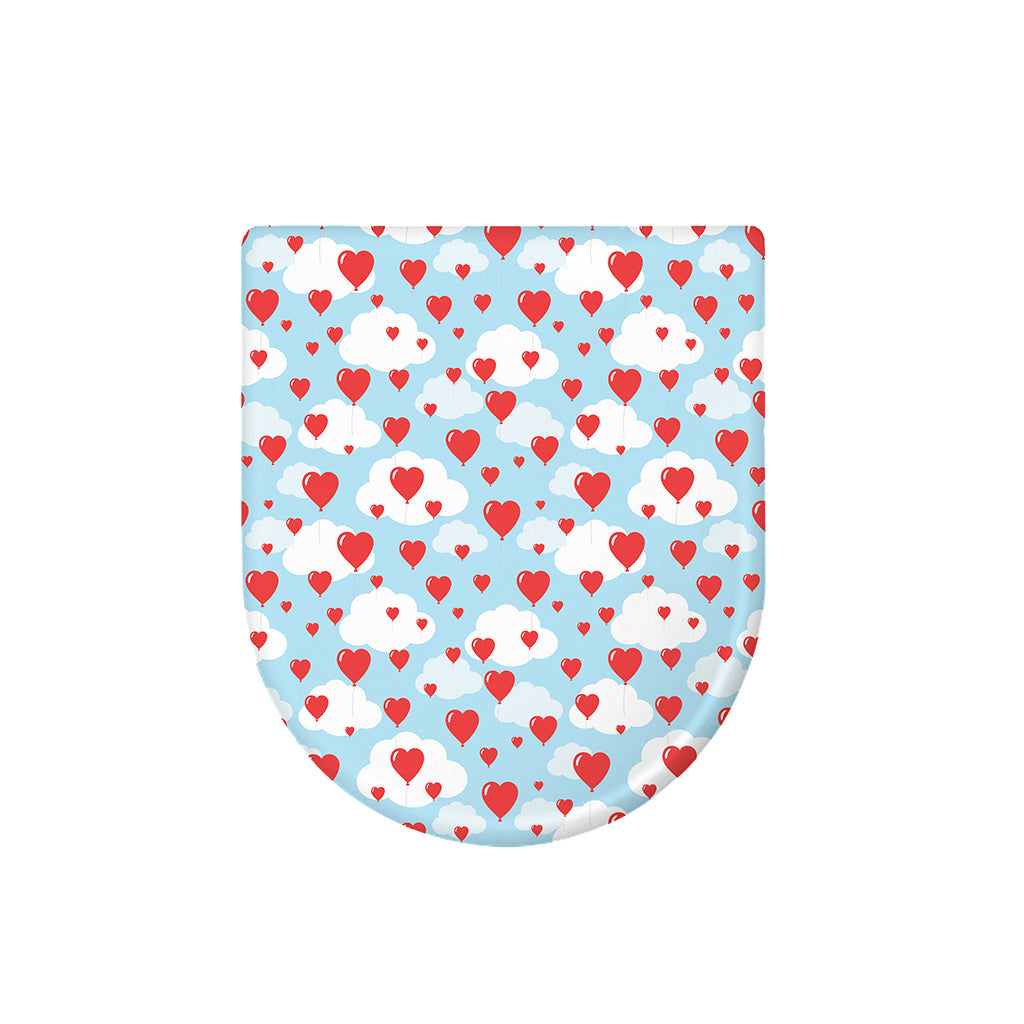 Red Heart Balloon Pattern Print Toilet Lid Cover