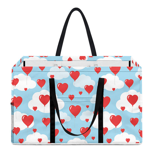 Red Heart Balloon Pattern Print Utility Tote Bag