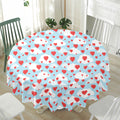 Red Heart Balloon Pattern Print Waterproof Round Tablecloth