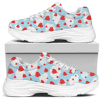 Red Heart Balloon Pattern Print White Chunky Shoes