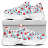 Red Heart Balloon Pattern Print White Chunky Shoes