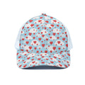 Red Heart Balloon Pattern Print White Mesh Trucker Hat