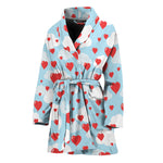 Red Heart Balloon Pattern Print Women's Bathrobe