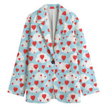Red Heart Balloon Pattern Print Women's Blazer