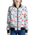 Red Heart Balloon Pattern Print Women's Bomber Jacket