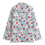 Red Heart Balloon Pattern Print Women's Cotton Blazer