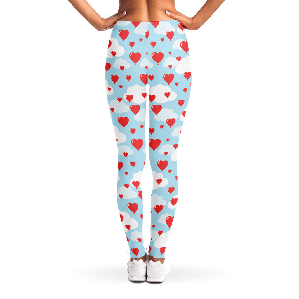 Red Heart Balloon Pattern Print Women's Leggings
