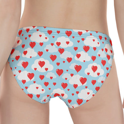 Red Heart Balloon Pattern Print Women's Panties