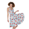 Red Heart Balloon Pattern Print Sleeveless Knee Length Dress