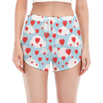 Red Heart Balloon Pattern Print Women's Split Running Shorts