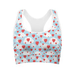 Red Heart Balloon Pattern Print Women's Sports Bra