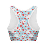 Red Heart Balloon Pattern Print Women's Sports Bra