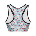 Red Heart Balloon Pattern Print Women's Sports Bra