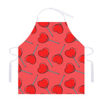 Red Heart Lollipop Pattern Print Adjustable Apron