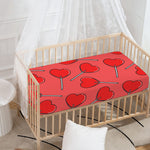 Red Heart Lollipop Pattern Print Baby Crib Sheet