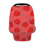 Red Heart Lollipop Pattern Print Baby Seat Cover