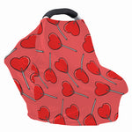 Red Heart Lollipop Pattern Print Baby Seat Cover