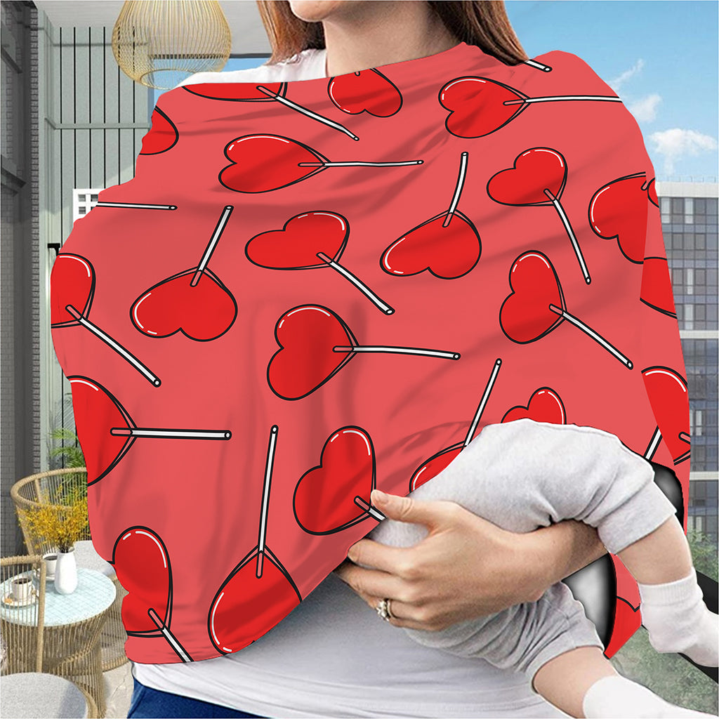 Red Heart Lollipop Pattern Print Baby Seat Cover