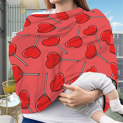 Red Heart Lollipop Pattern Print Baby Seat Cover
