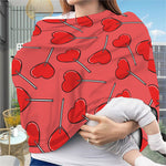 Red Heart Lollipop Pattern Print Baby Seat Cover