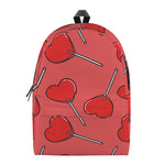 Red Heart Lollipop Pattern Print Backpack