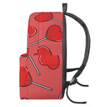 Red Heart Lollipop Pattern Print Backpack
