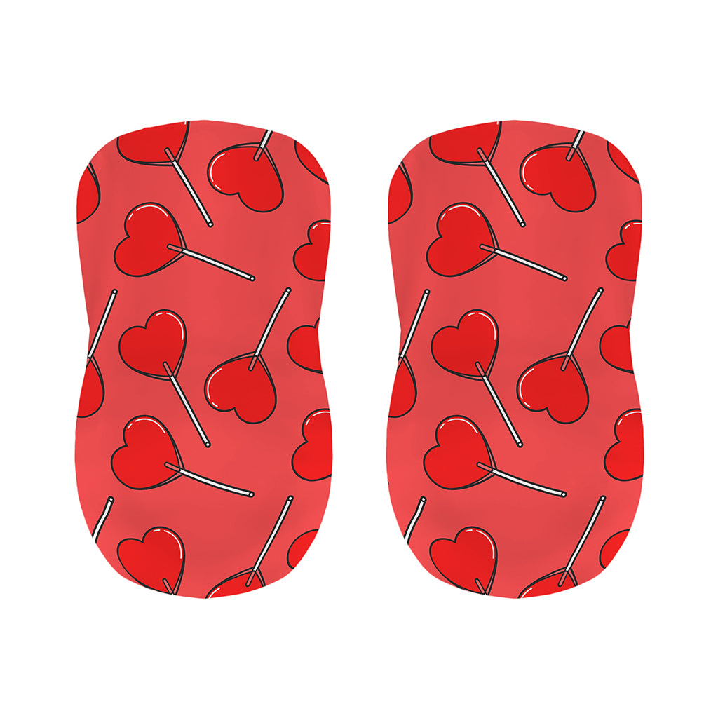 Red Heart Lollipop Pattern Print Bar Stool Covers