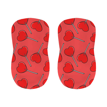 Red Heart Lollipop Pattern Print Bar Stool Covers
