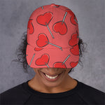 Red Heart Lollipop Pattern Print Baseball Cap