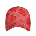 Red Heart Lollipop Pattern Print Baseball Cap