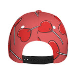 Red Heart Lollipop Pattern Print Baseball Cap