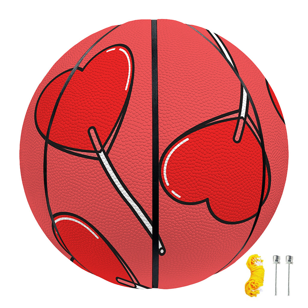 Red Heart Lollipop Pattern Print Basketball